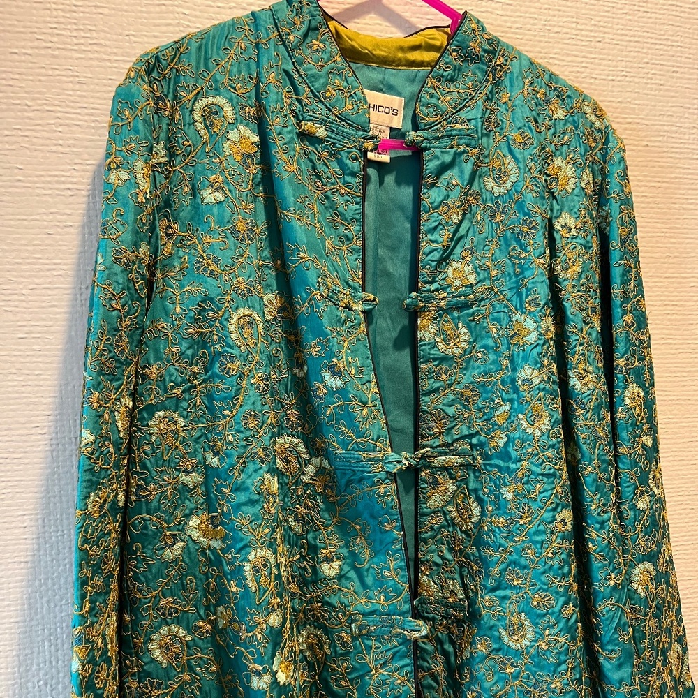 Vintage Gold and Green Embroidered Chico Jacket
